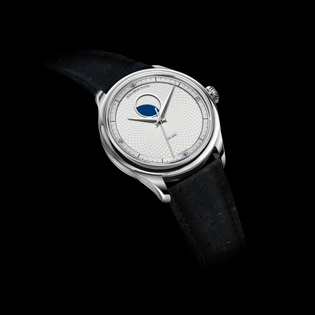 Schrägansicht der Schaumburg Watch Lucky MooN Blau