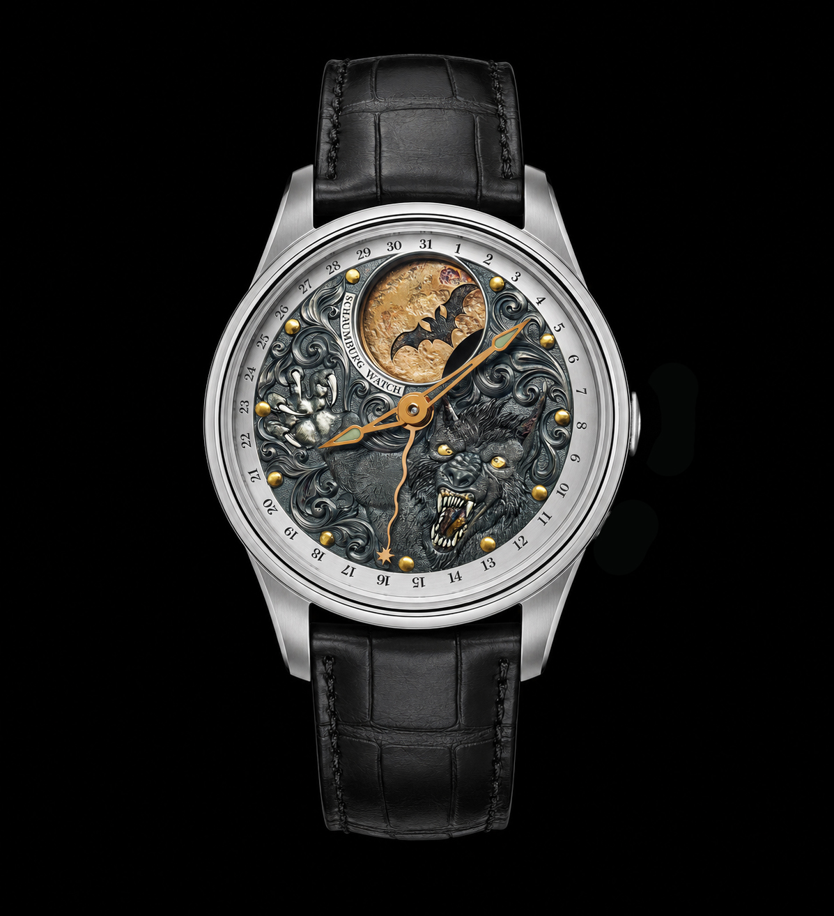 Fertige Schaumburg Watch MooN Werwolf mit plastischem Reliefzifferblatt
