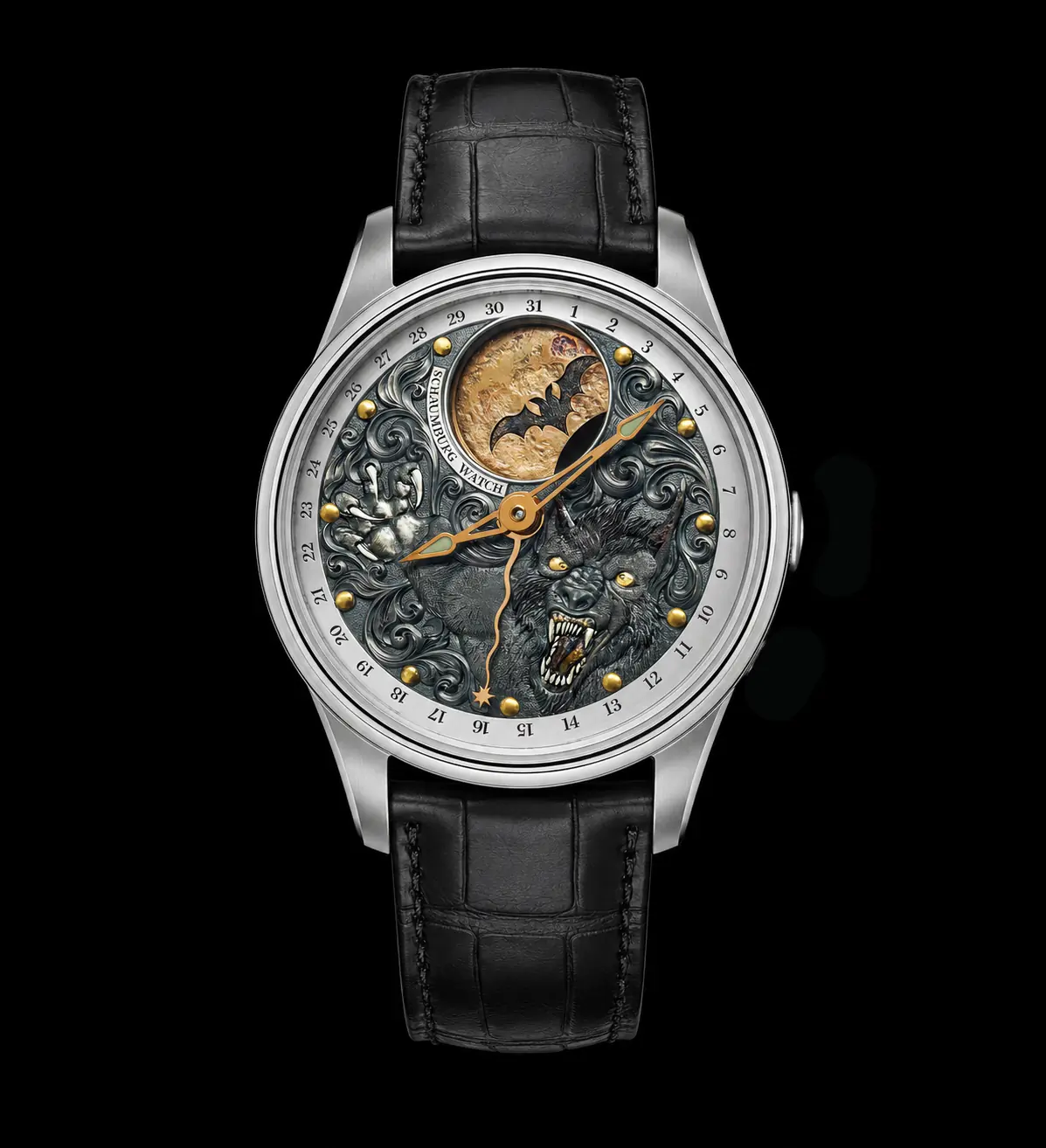Fertige Schaumburg Watch MooN Werwolf mit plastischem Reliefzifferblatt